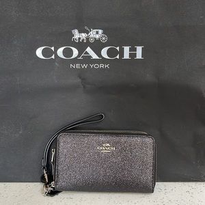 Coach Black Glitter Wristlet NWOT